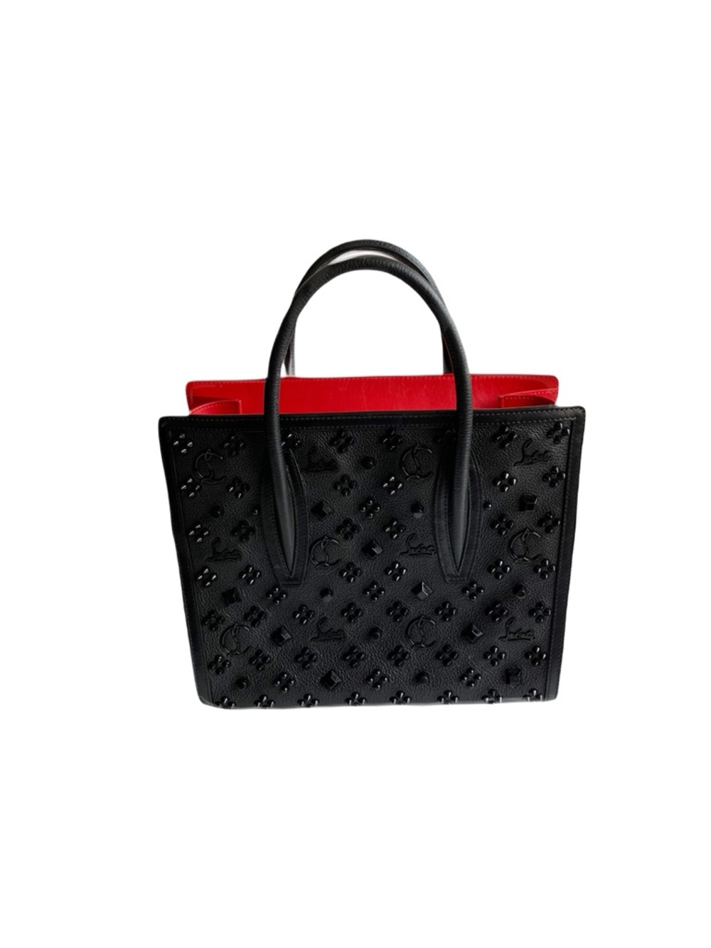 Christian Louboutin Paloma Medium Tote Black Spikes Studs Leather Top Handle Bag